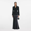 Black Tailored Boucle Maxi Dress