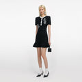 Black Floral Textured Knit Mini Dress