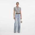 Grey Embellished Trim Knit Top