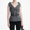 Grey Wool Tailored Top