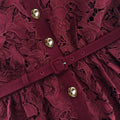 Burgundy Lace Collared Midi Dress