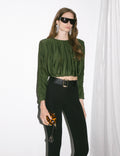 Olive Jersey Gathered Top