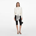 Cream Tie Neck Jersey Top