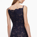Navy Spiral Lace Midi Dress