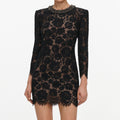 Black Lace Long Sleeve Mini Dress