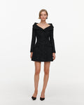 Black Metallic Boucle Mini Dress