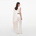 Cream Satin Fringed Scarf Top