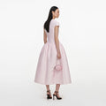 Pink Taffeta Buttoned Midi Dress