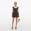 Brown Off Shoulder Collar Mini Dress
