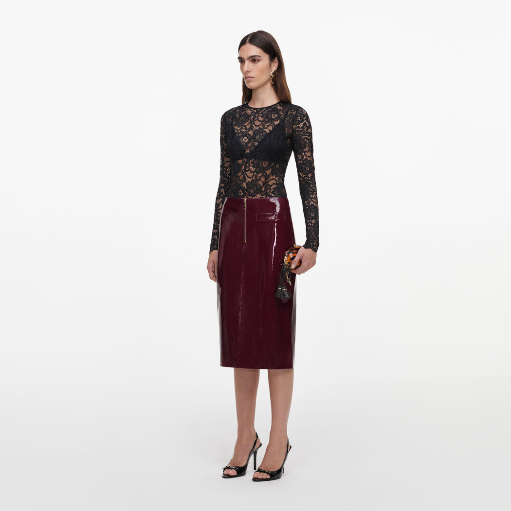 Purple Faux Leather Skirt