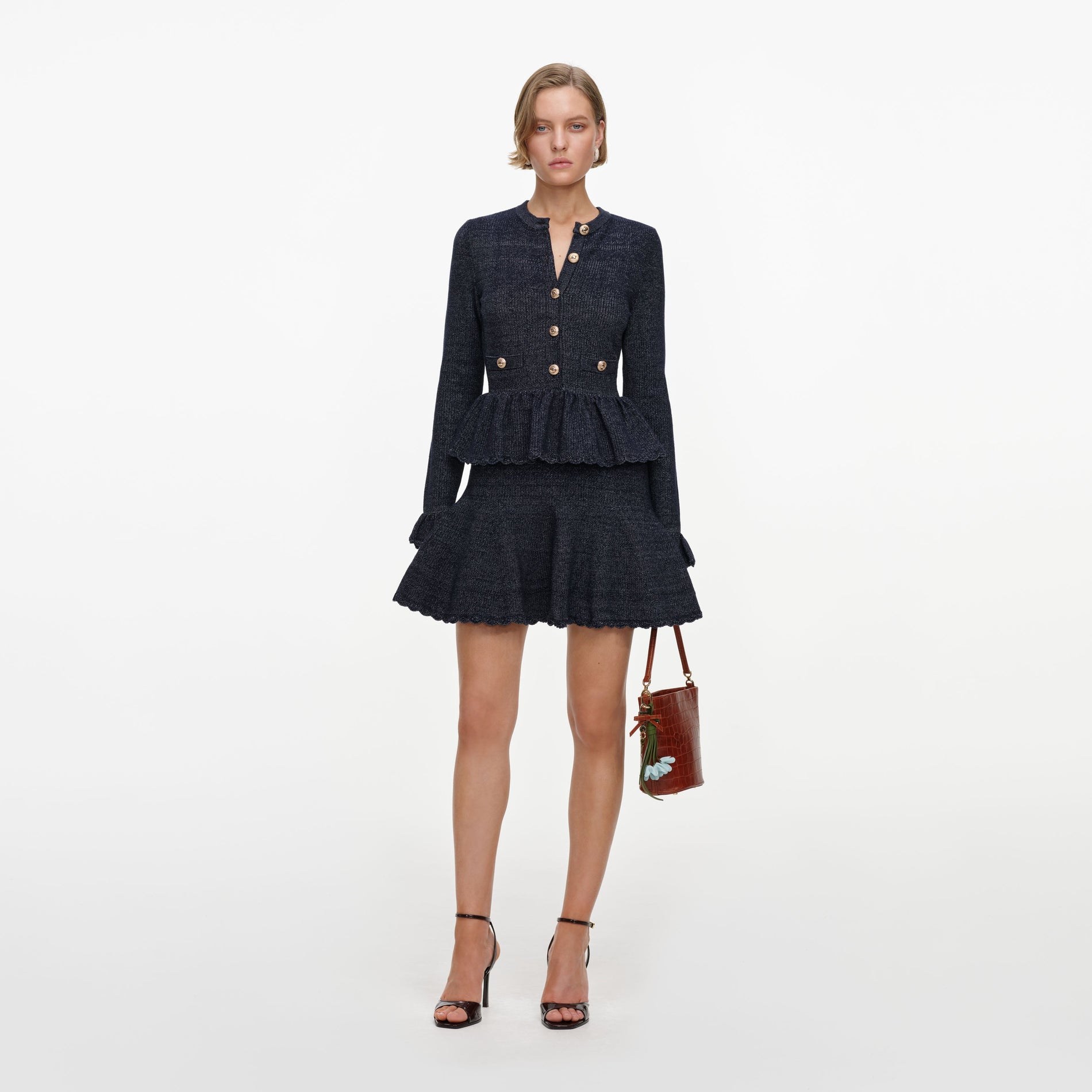 Navy Textured Knit Mini Dress