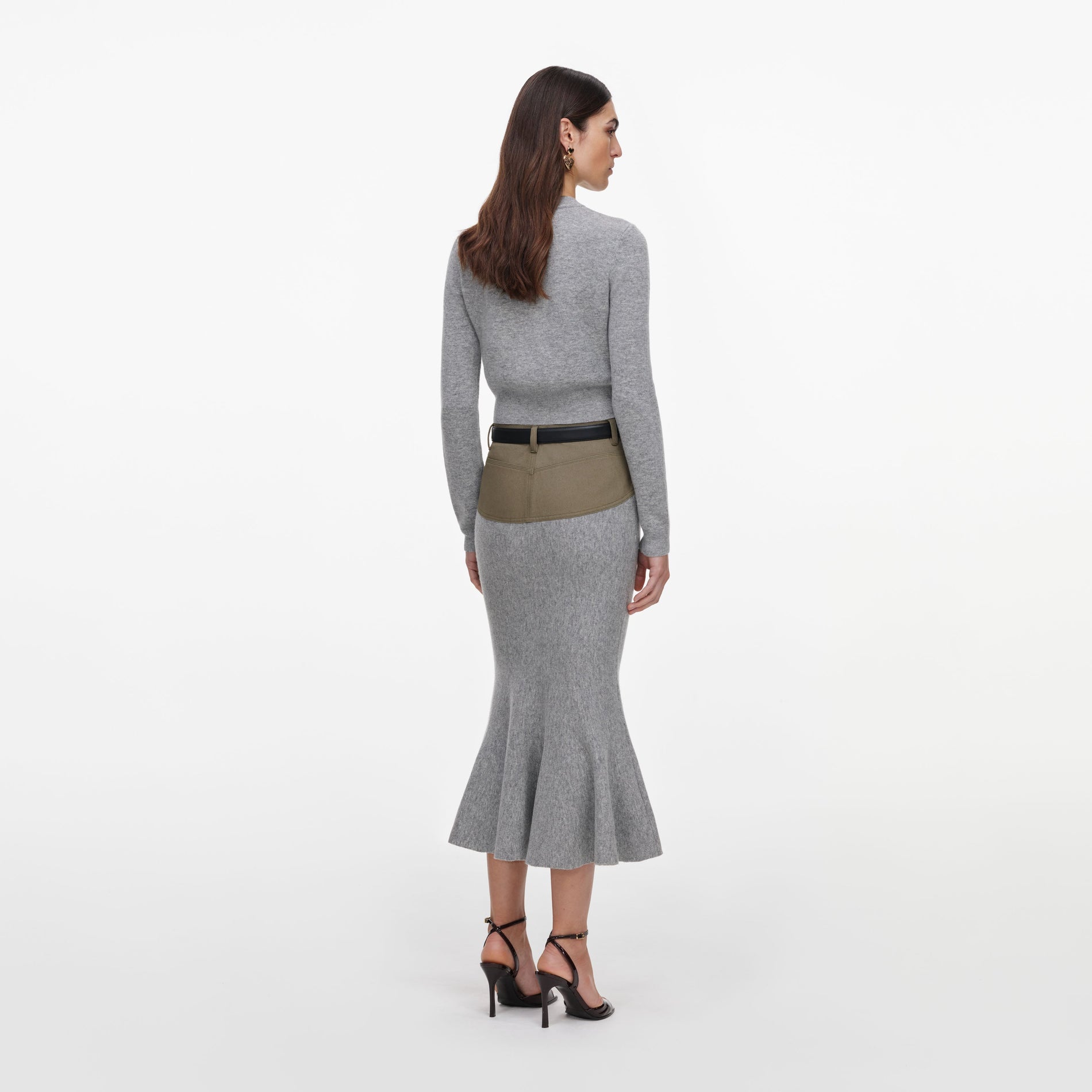 Grey Contrast Placket Cardigan