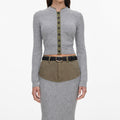 Grey Contrast Placket Cardigan