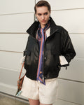 Black Faux Leather Bomber Jacket