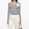 Grey Flower Wool Jumper