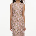 Pink Rhinestone Sequin Mesh Maxi Dress
