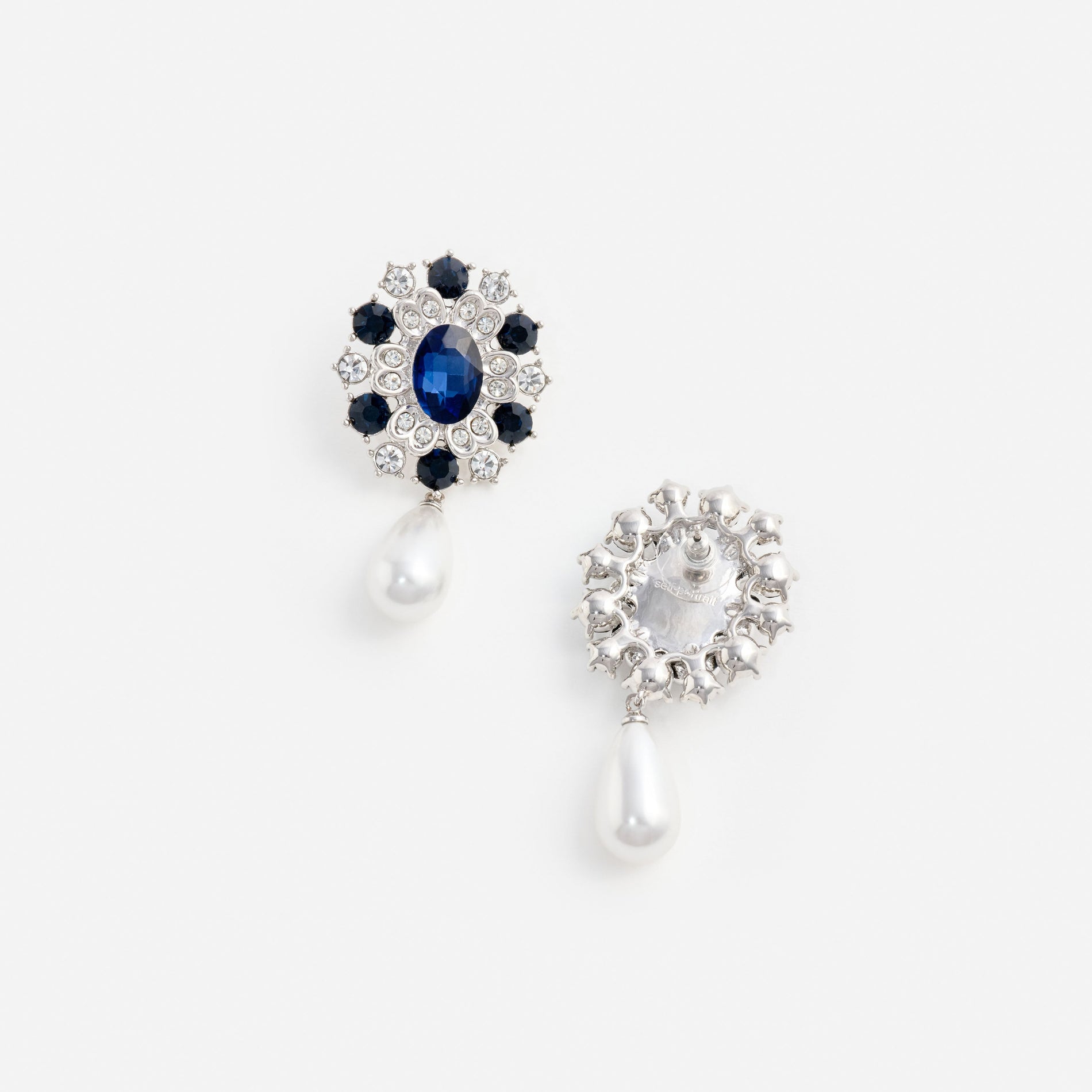 Blue Crystal Pearl Droplet Earring