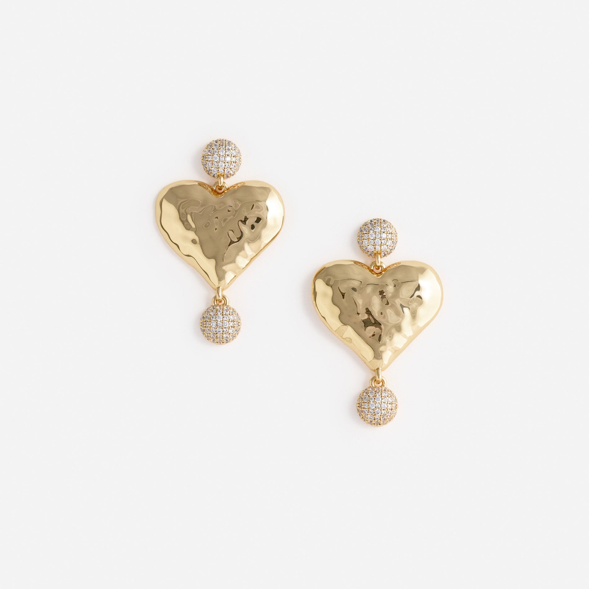 Mottled Gold Heart Crystal Earring