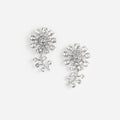 Silver Flower Crystal Earrings
