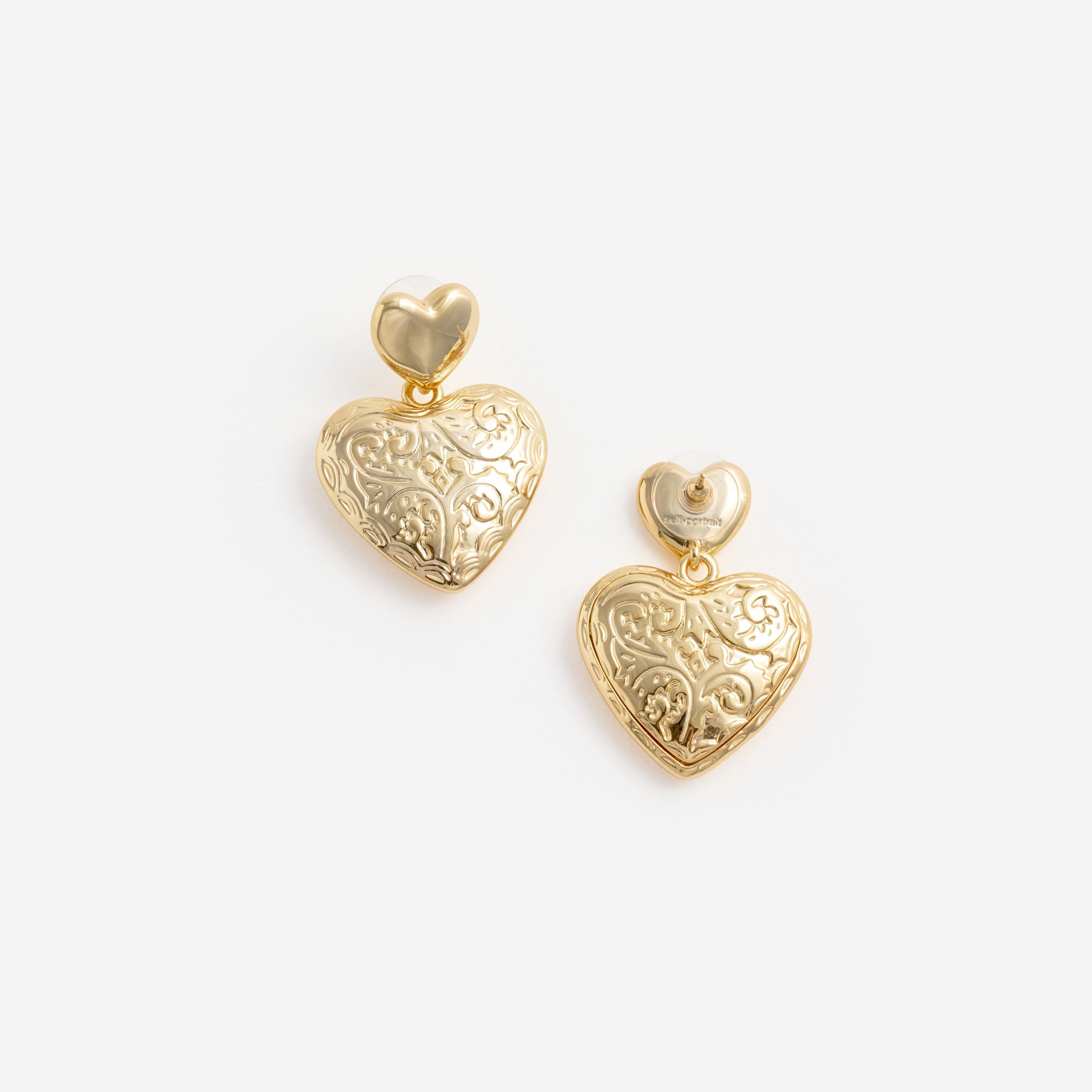 Gold Double Heart Earring