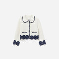 Cream Knit Contrast Trim Cardigan