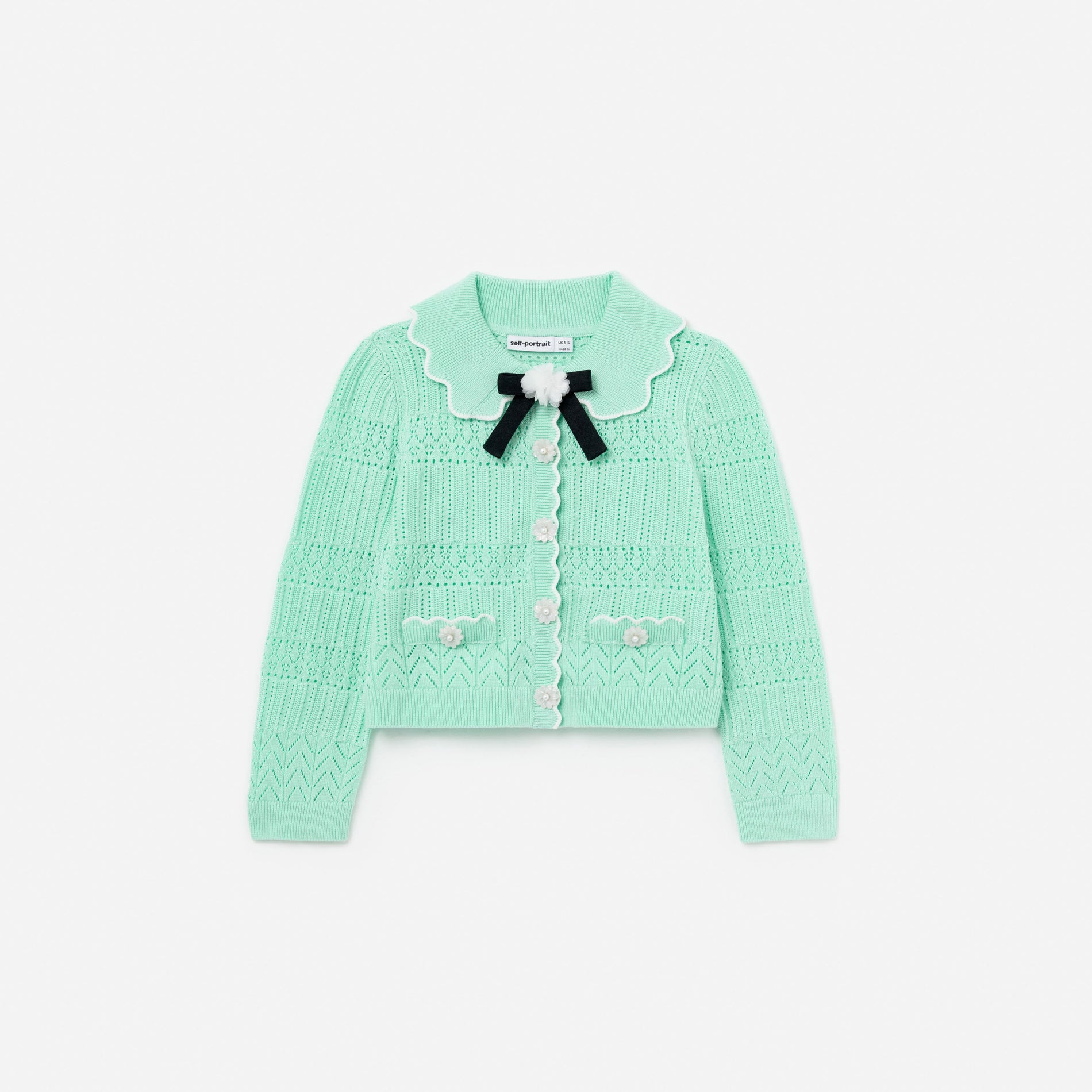 Mint Pointelle Knit Cardigan