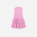 Pink Tiered Pointelle Knit Dress