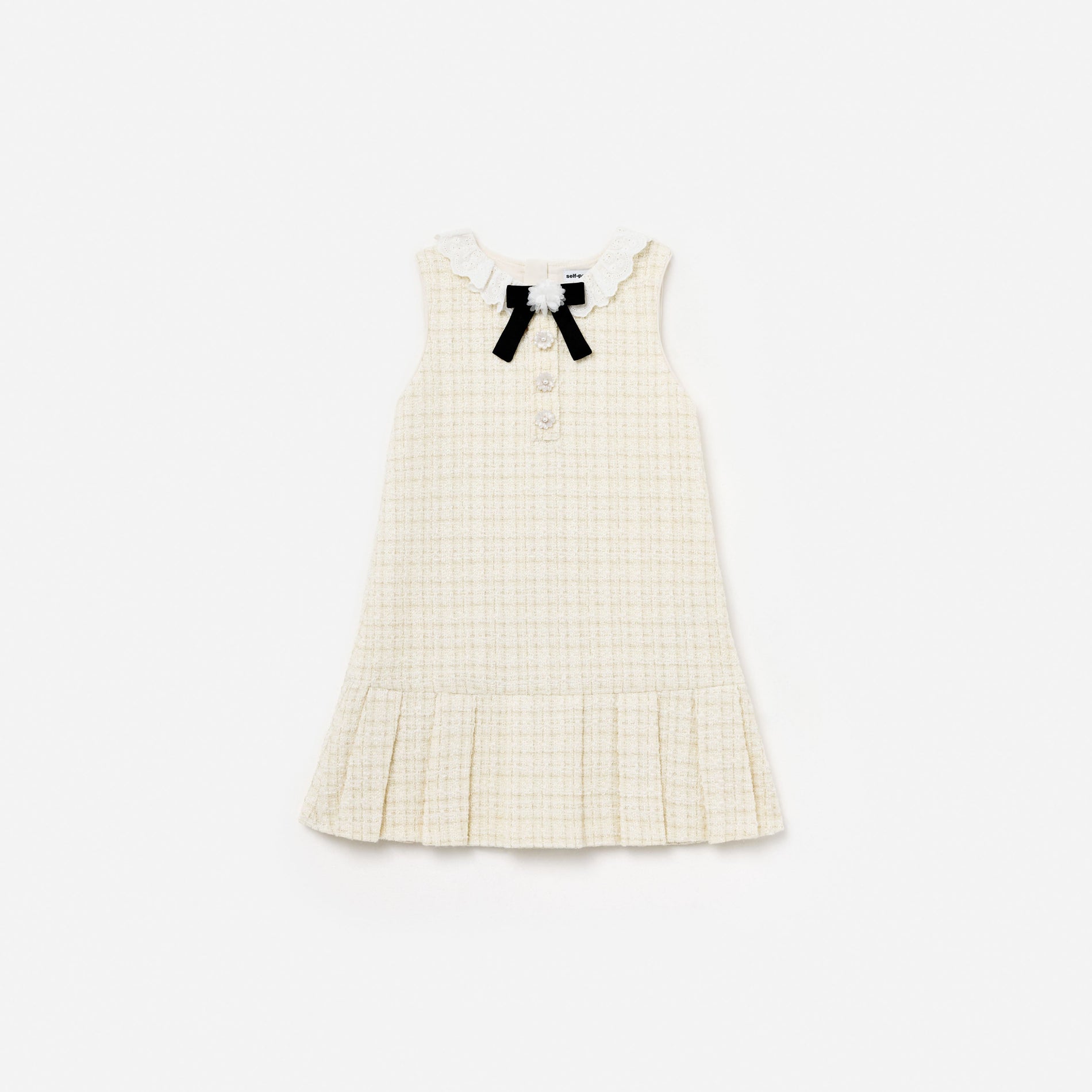 Cream Boucle Bow Dress