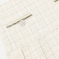 Cream Boucle Pleated Skirt