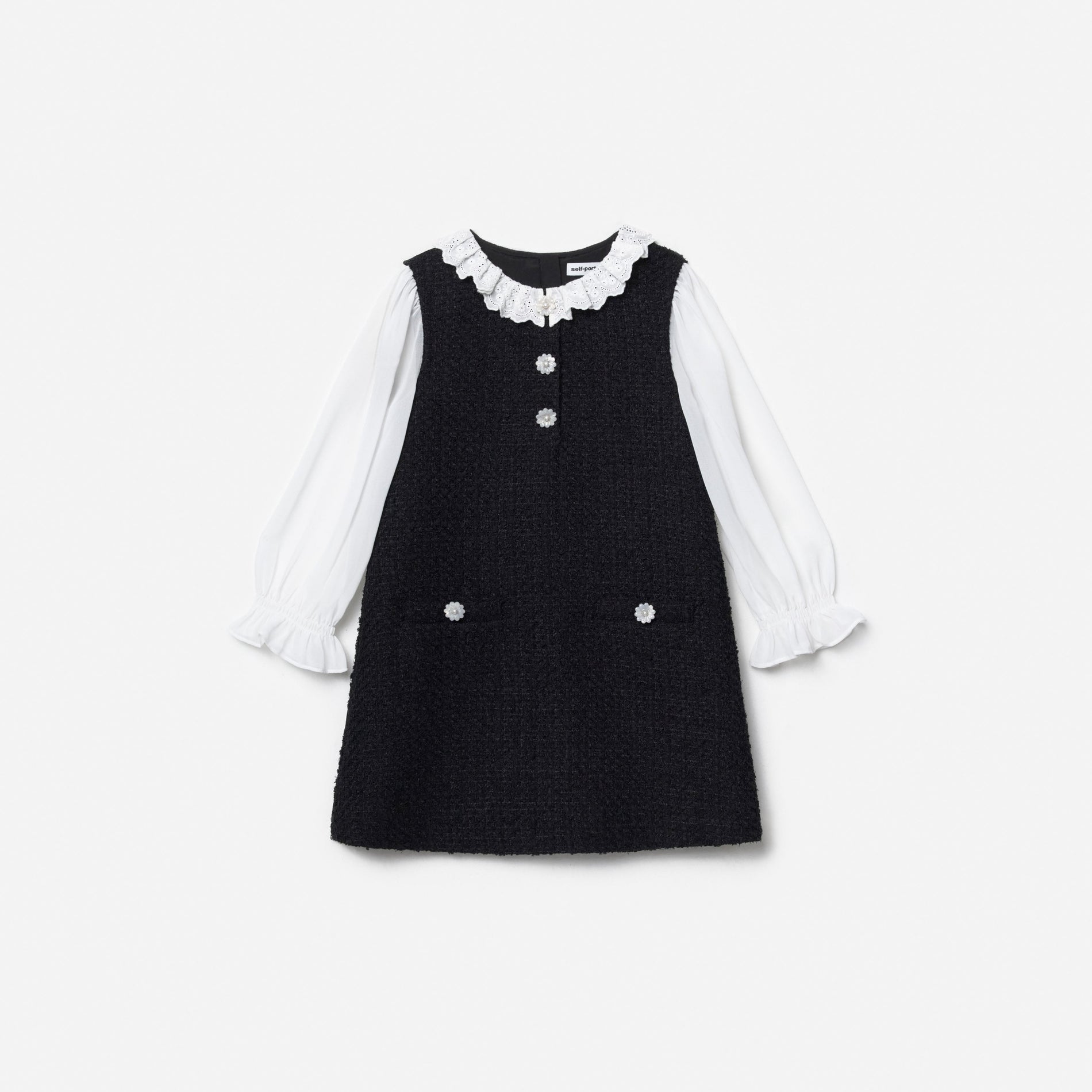Black Boucle Lace Frill Dress