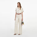 Cream Denim Jumpsuit