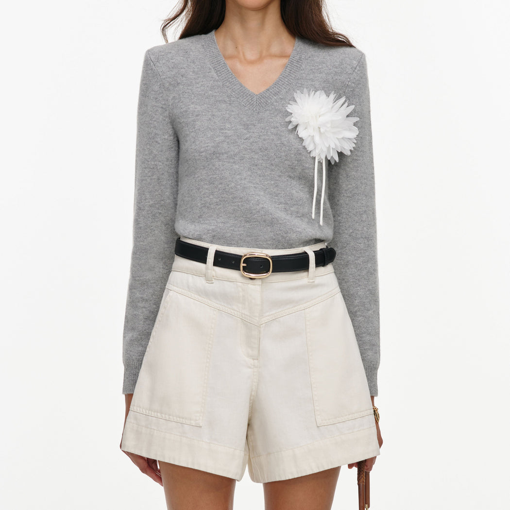 Cream Denim Short