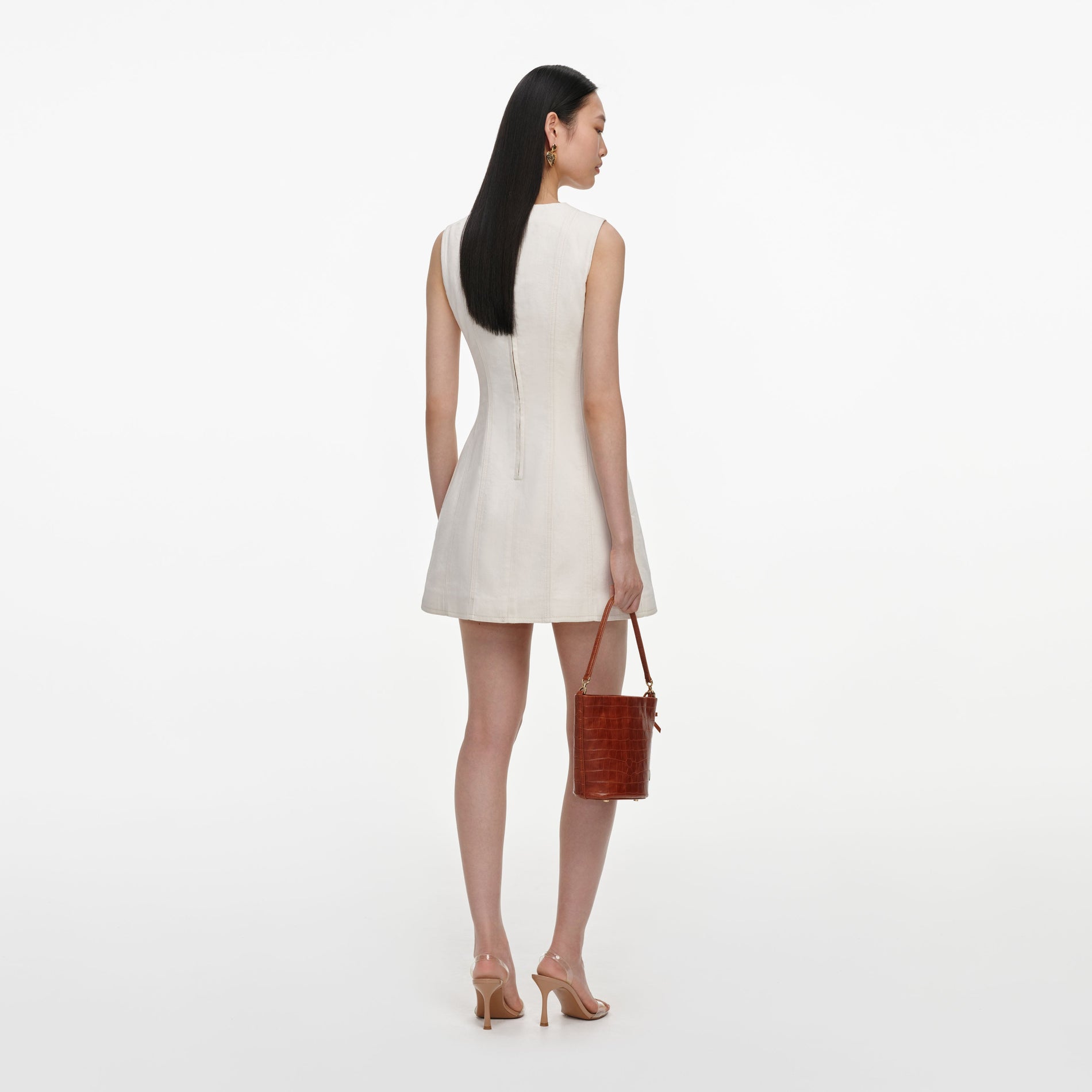 Cream Denim Double Breasted Mini Dress
