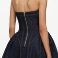 Indigo Denim Halterneck Flared Mini Dress