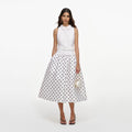 White Sleeveless Polka Dot Midi Dress