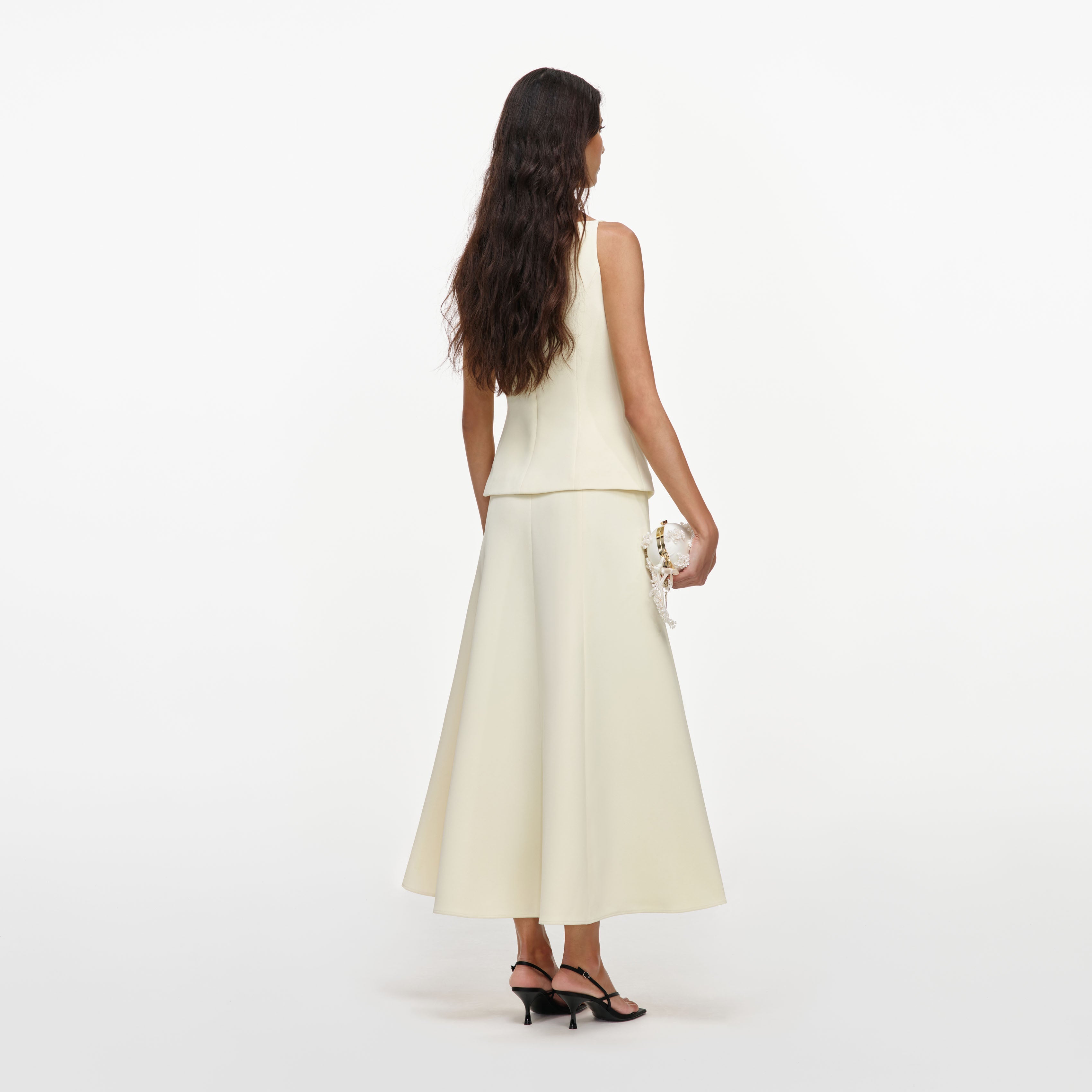Yellow Crepe Peplum Midi Dress