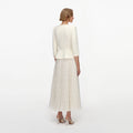 Cream 3D Flower Polka Dot Chiffon Midi Dress