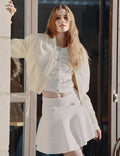 White Pointelle Knit Mini Skirt