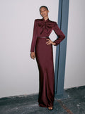 Burgundy Satin Maxi Dress