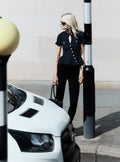 Navy Asymmetric Knit Top