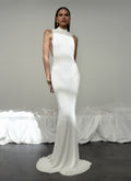 White Racer Back Viscose Knit Maxi Dress