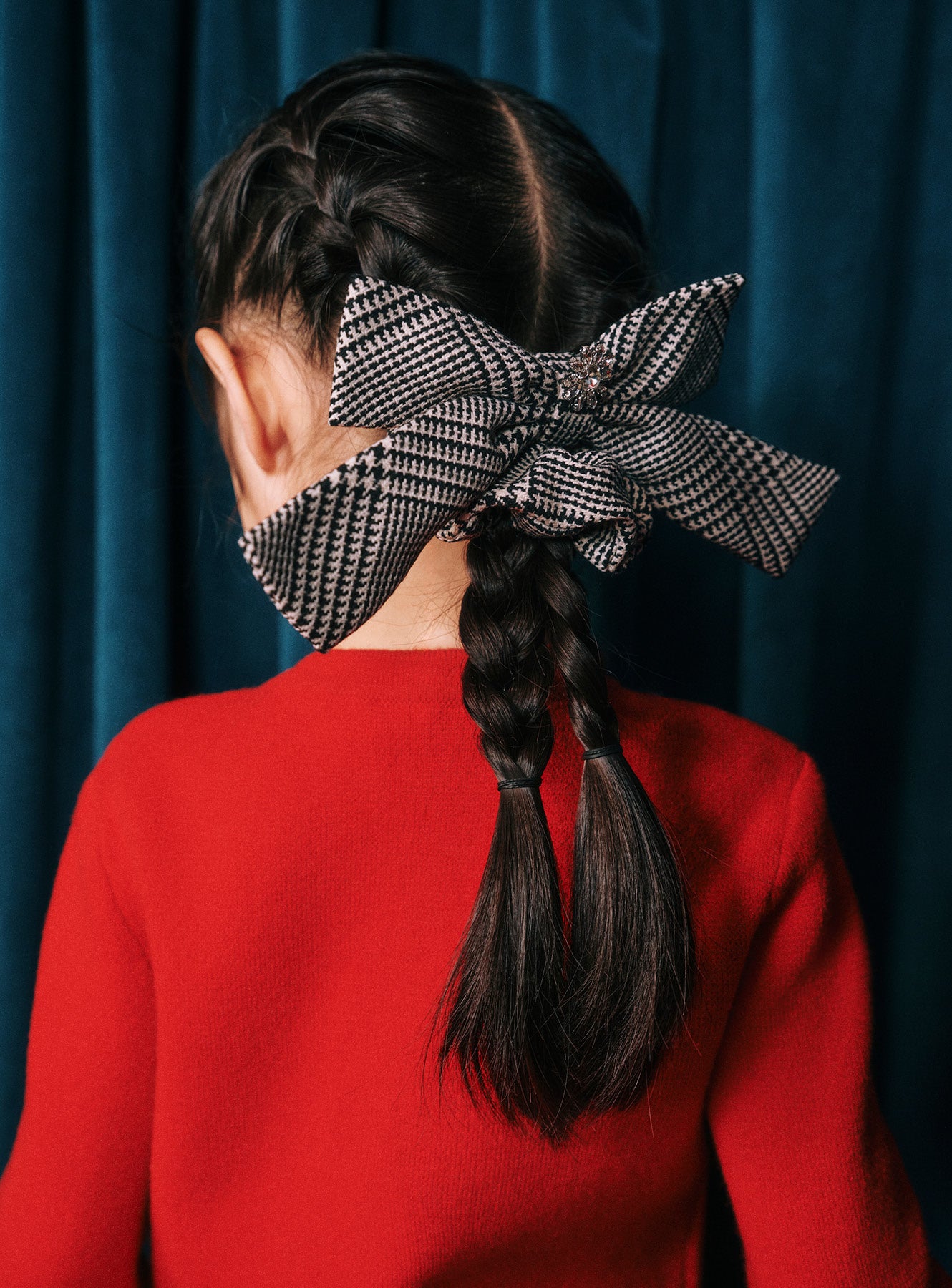Black Check Hair Bow