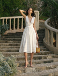 White Cotton Broderie Midi Dress