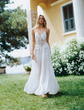 Cream And Gold Chiffon Maxi Dress