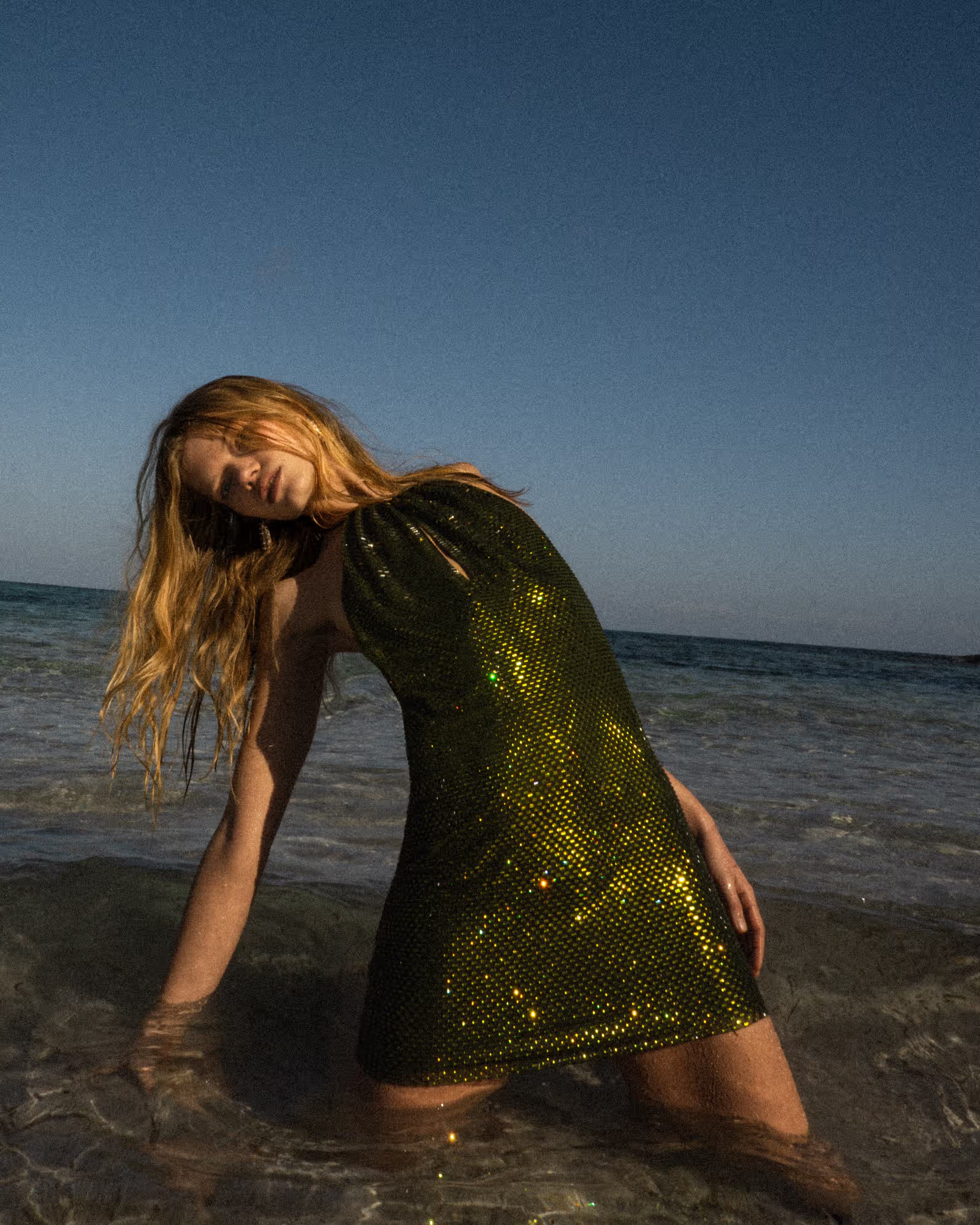 Olive Rhinestone Mini Dress