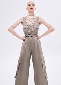 Beige Satin Jumpsuit