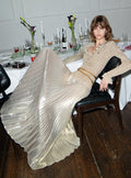 Gold Lurex Ribbed Knit Maxi Dress