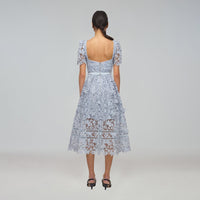 Powder Blue Guipure Lace Midi Dress