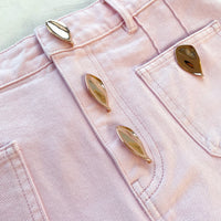 Light Pink Denim Straight Leg Jeans 28"