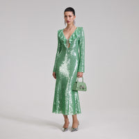 Green Sequin Midi Dress